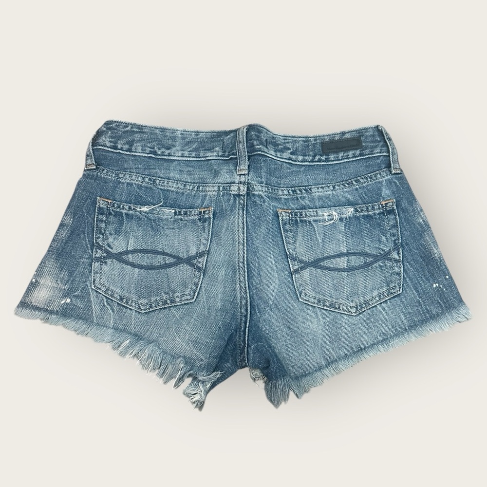 Abercrombie & Fitch W24 Distressed Light Blue Denim Cut Off Y2K Shorts